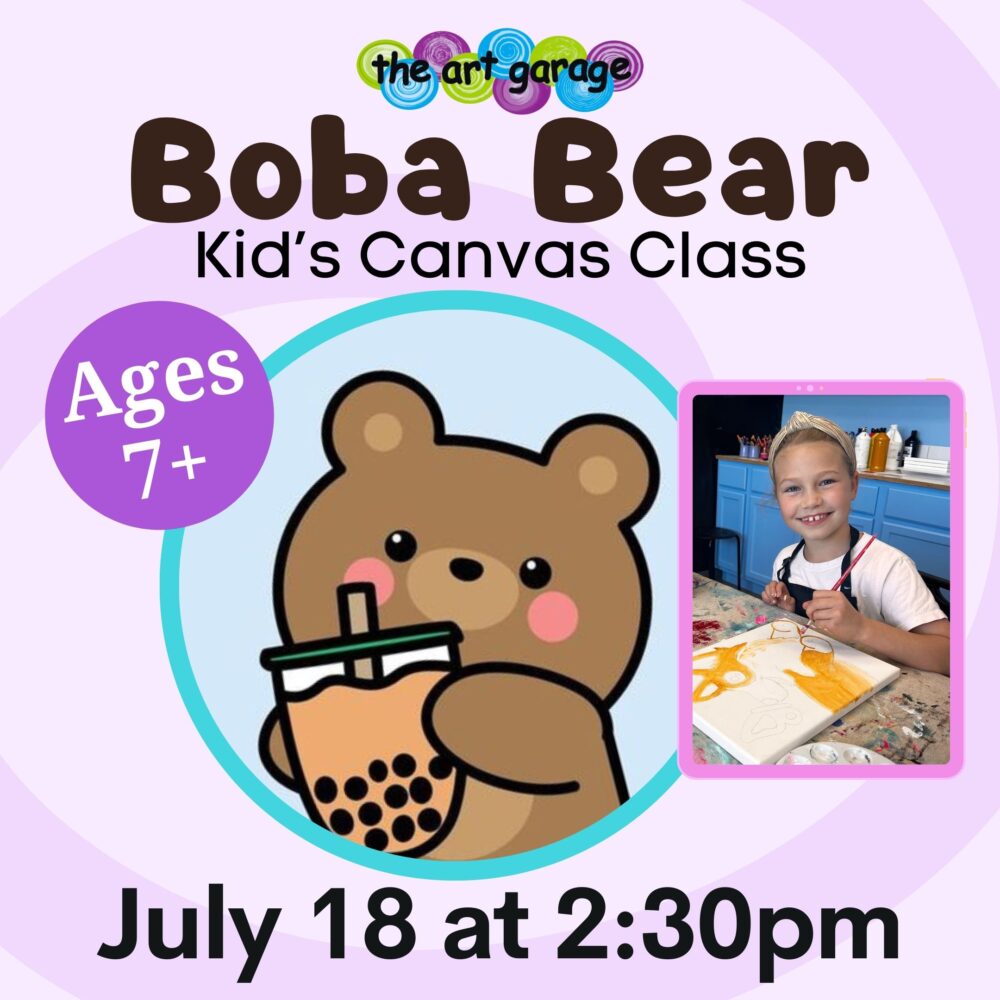 Boba Bear! Kid's Canvas Class - North Lamar – The Art Garage Austin